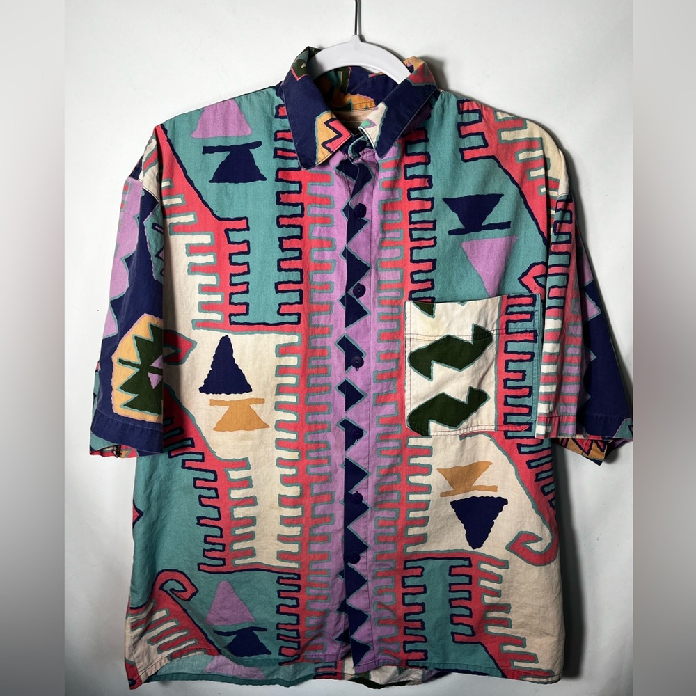 Colorful Geometric Pattern Men's Casual Shirt